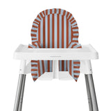 FUNDA PARA SILLA ALTA, OLANES RAYA MARRON AZUL