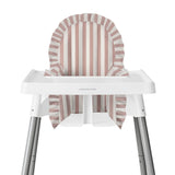 FUNDA PARA SILLA ALTA, OLANES RAYA BLANCO ROSA