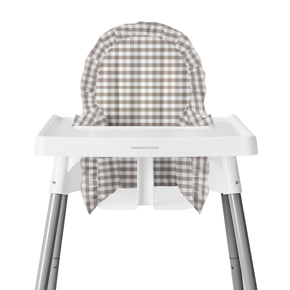FUNDA PARA SILLA ALTA, OLANES CUADRO ARENA