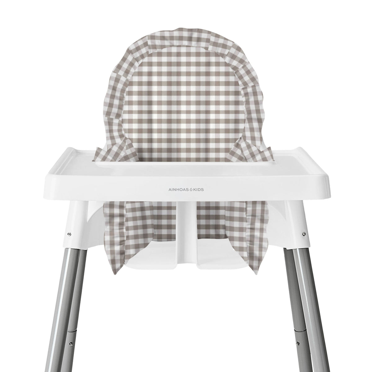 FUNDA PARA SILLA ALTA, OLANES CUADRO ARENA