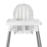 FUNDA PARA SILLA ALTA, OLANES CUADRO GRIS BAJITO