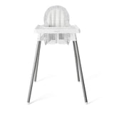FUNDA PARA SILLA ALTA, OLANES CUADRO GRIS BAJITO