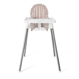 FUNDA PARA SILLA ALTA, OLANES RAYA BLANCO ROSA